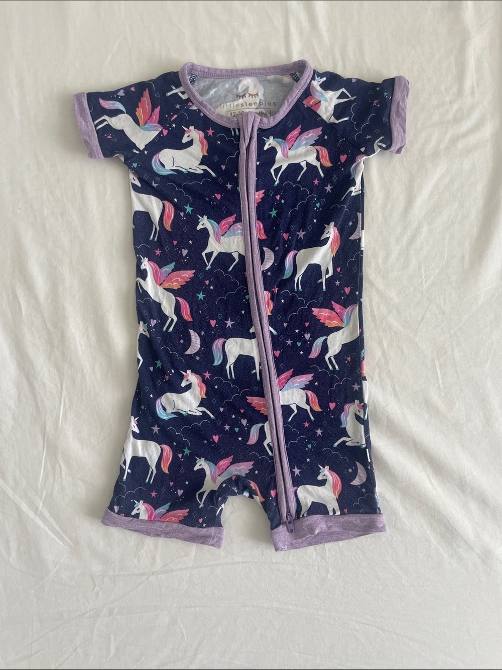 Little Sleepies Magical Skies Unicorn Short Sleeve One-Piece Zip (VGUC)
